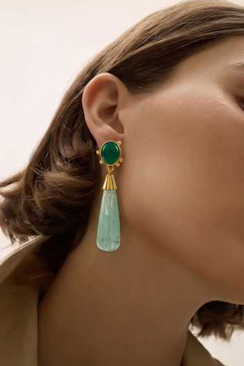 Buy Arvino Green Onyx And Fluorite Drop Earrings Online at Aza Fashions Buy_Arvino_Green Onyx And Fluorite Drop Earrings _Online_at_Aza_Fashions