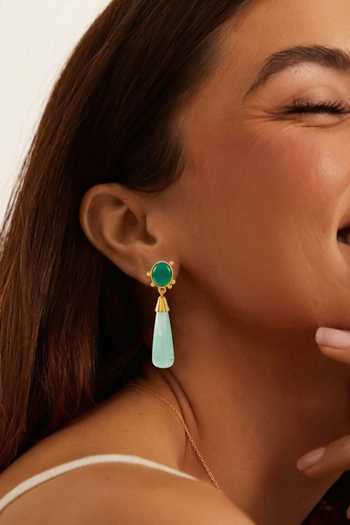 Arvino Green Onyx And Fluorite Drop Earrings at Aza Fashions Arvino_Green Onyx And Fluorite Drop Earrings _at_Aza_Fashions