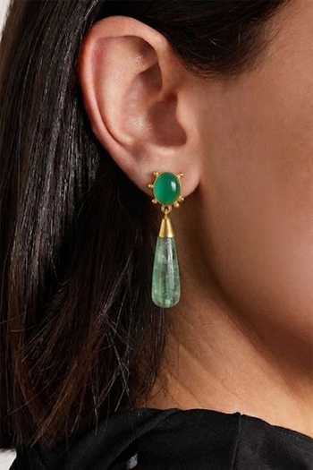 Arvino Green Onyx & Fluorite Drop Earrings 