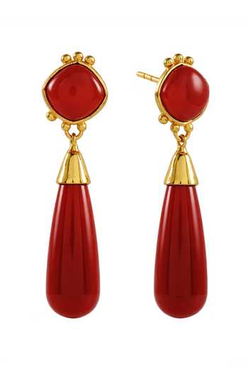Arvino_Red Tear Drop Earrings _Online_at_Aza_Fashions