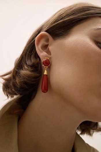 Buy_Arvino_Red Tear Drop Earrings _Online_at_Aza_Fashions