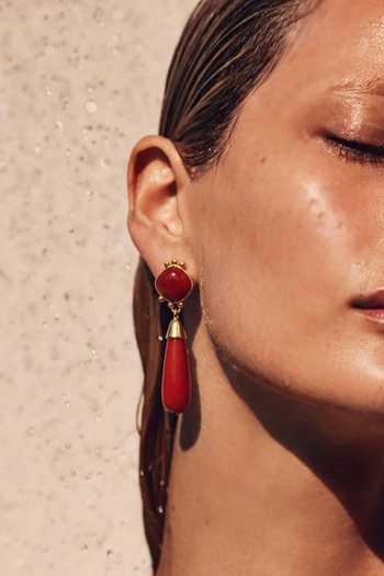 Arvino_Red Tear Drop Earrings _at_Aza_Fashions