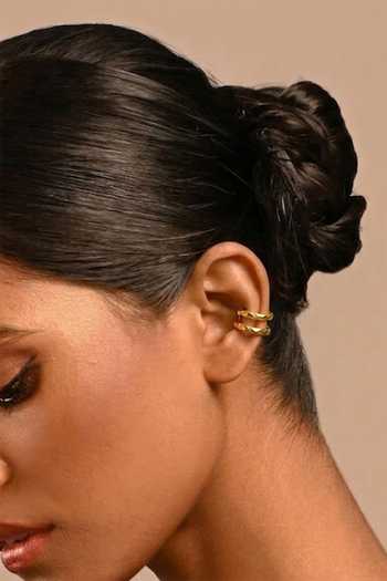 Shop Arvino Gold Plated Textured Pattern Ear Cuff Online at Aza Fashions Shop_Arvino_Gold Plated Textured Pattern Ear Cuff _Online_at_Aza_Fashions