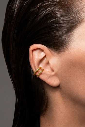 Arvino Gold Plated Textured Pattern Ear Cuff at Aza Fashions Arvino_Gold Plated Textured Pattern Ear Cuff _at_Aza_Fashions