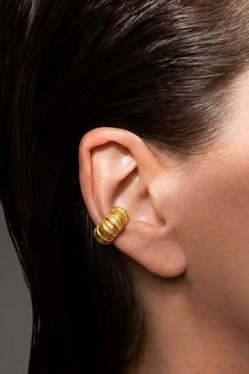 Buy_Arvino_Gold Plated Textured Rib Earcuff _Online_at_Aza_Fashions