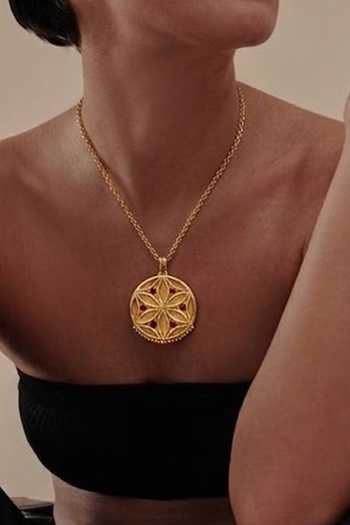 Arvino Gold Plated Medallion Pendant Necklace Online at Aza Fashions Arvino_Gold Plated Medallion Pendant Necklace _Online_at_Aza_Fashions