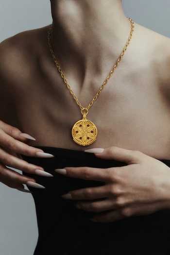 Buy Arvino Gold Plated Medallion Pendant Necklace Online at Aza Fashions Buy_Arvino_Gold Plated Medallion Pendant Necklace _Online_at_Aza_Fashions
