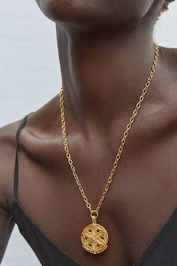 Shop Arvino Gold Plated Medallion Pendant Necklace Online at Aza Fashions Shop_Arvino_Gold Plated Medallion Pendant Necklace _Online_at_Aza_Fashions