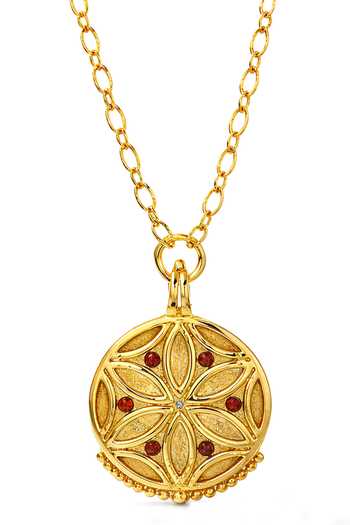 Arvino Gold Plated Medallion Pendant Necklace at Aza Fashions Arvino_Gold Plated Medallion Pendant Necklace _at_Aza_Fashions