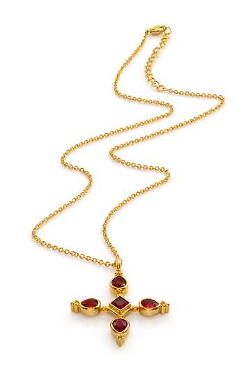 Arvino Ruby Cross Pendant Necklace 