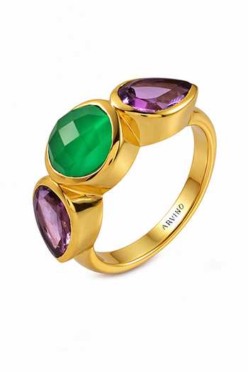 Arvino Amethyst Stone Embellished Ring 