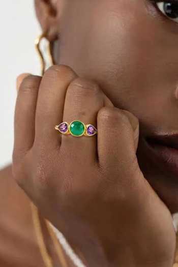 Shop Arvino Multi Color Amethyst Stone Embellished Ring Online at Aza Fashions Shop_Arvino_Multi Color Amethyst Stone Embellished Ring _Online_at_Aza_Fashions