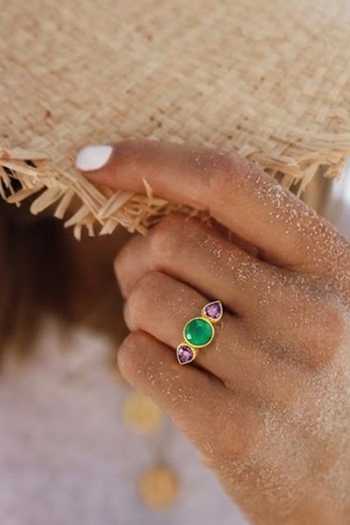 Arvino Multi Color Amethyst Stone Embellished Ring at Aza Fashions Arvino_Multi Color Amethyst Stone Embellished Ring _at_Aza_Fashions
