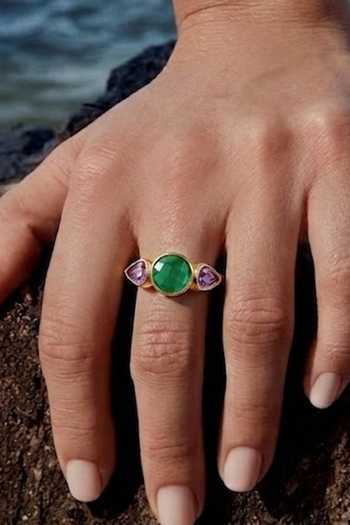 Shop Arvino Multi Color Amethyst Stone Embellished Ring Shop_Arvino_Multi Color Amethyst Stone Embellished Ring