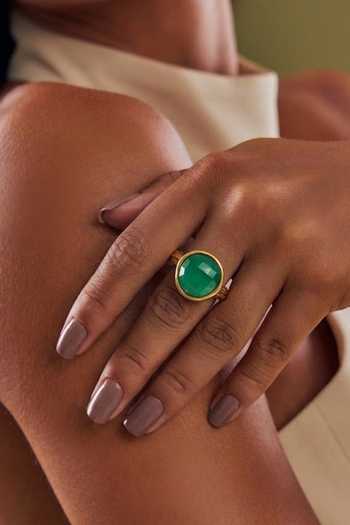 Arvino Green Faceted Onyx Embellished Ring at Aza Fashions Arvino_Green Faceted Onyx Embellished Ring _at_Aza_Fashions