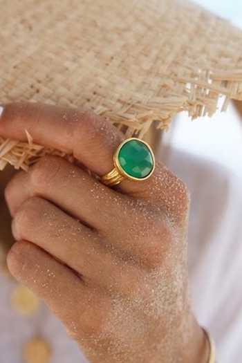 Buy Arvino Green Faceted Onyx Embellished Ring Buy_Arvino_Green Faceted Onyx Embellished Ring