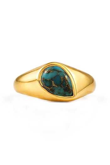 Arvino Green Turquoise Bezel Ring Online at Aza Fashions Arvino_Green Turquoise Bezel Ring _Online_at_Aza_Fashions