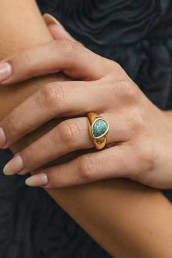Shop Arvino Green Turquoise Bezel Ring Online at Aza Fashions Shop_Arvino_Green Turquoise Bezel Ring _Online_at_Aza_Fashions