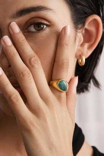 Arvino Green Turquoise Bezel Ring at Aza Fashions Arvino_Green Turquoise Bezel Ring _at_Aza_Fashions