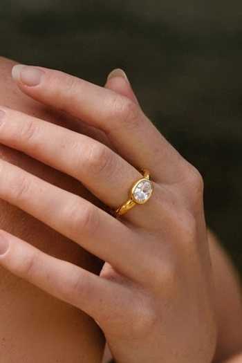 Arvino Gold Plated Zircon Baguette Ring Online at Aza Fashions Arvino_Gold Plated Zircon Baguette Ring _Online_at_Aza_Fashions