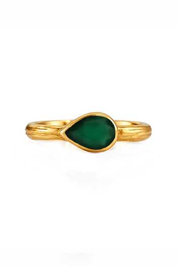 Arvino Green Pear Bezel Onyx Ring Online at Aza Fashions Arvino_Green Pear Bezel Onyx Ring _Online_at_Aza_Fashions