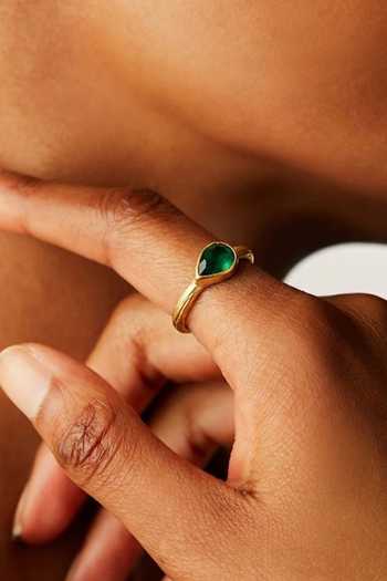 Buy Arvino Green Pear Bezel Onyx Ring Online at Aza Fashions Buy_Arvino_Green Pear Bezel Onyx Ring _Online_at_Aza_Fashions