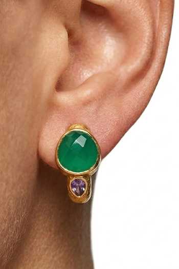 Buy Arvino Green Onyx And Amethyst Sterling Silver Hoop Earrings Online at Aza Fashions Buy_Arvino_Green Onyx And Amethyst Sterling Silver Hoop Earrings _Online_at_Aza_Fashions