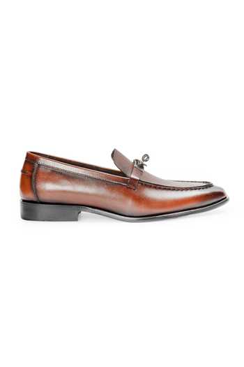 Domani Brown Cavalier Patina Leather Slip On Loafers Online at Aza Fashions Domani_Brown Cavalier Patina Leather Slip On Loafers _Online_at_Aza_Fashions