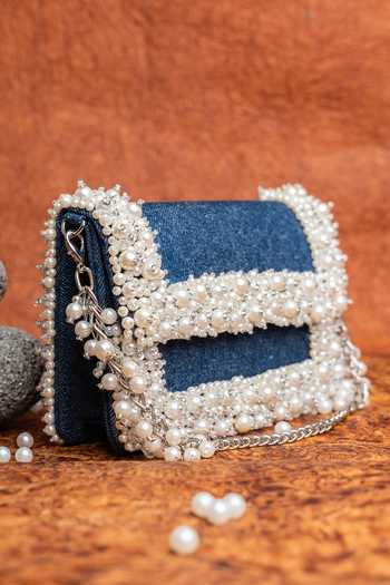 Buy Nayaab By Sonia Blue Denim Mini Slate Perla Bag Online at Aza Fashions Buy_Nayaab By Sonia_Blue Denim Mini Slate Perla Bag _Online_at_Aza_Fashions