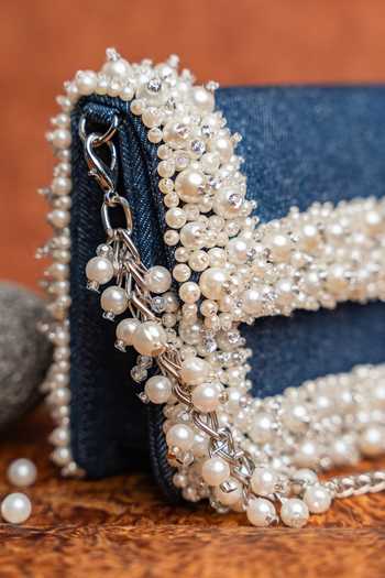 Nayaab By Sonia Blue Denim Slate Perla Bag Online at Aza Fashions Nayaab By Sonia_Blue Denim Slate Perla Bag _Online_at_Aza_Fashions