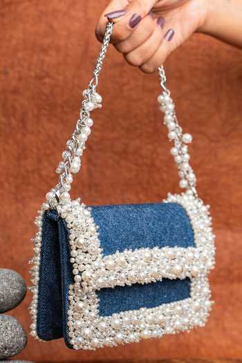 Shop Nayaab By Sonia Blue Denim Slate Perla Bag Online at Aza Fashions Shop_Nayaab By Sonia_Blue Denim Slate Perla Bag _Online_at_Aza_Fashions