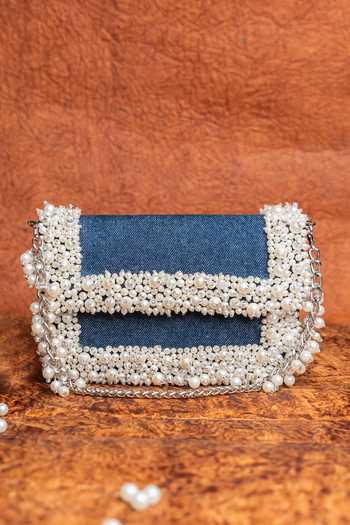 Nayaab By Sonia Blue Denim Slate Perla Bag at Aza Fashions Nayaab By Sonia_Blue Denim Slate Perla Bag _at_Aza_Fashions