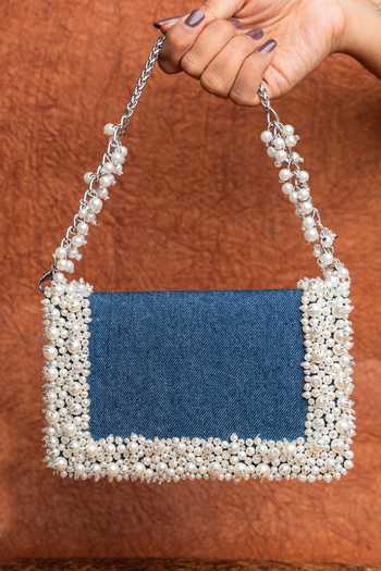 Nayaab By Sonia Denim Slate Perla Bag