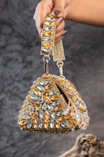 Buy_Nayaab By Sonia_Gold Diamond Cube Dual Colored Mini Clutch _Online_at_Aza_Fashions
