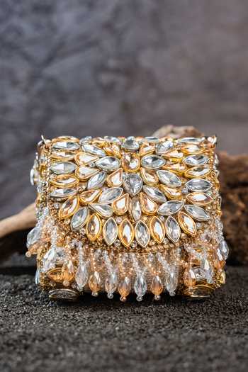 Shop_Nayaab By Sonia_Gold Diamond Cube Dual Colored Mini Clutch 