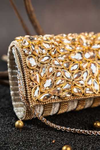 Nayaab By Sonia Gold Diamond Hinted Trifold Clutch Bag at Aza Fashions Nayaab By Sonia_Gold Diamond Hinted Trifold Clutch Bag _at_Aza_Fashions