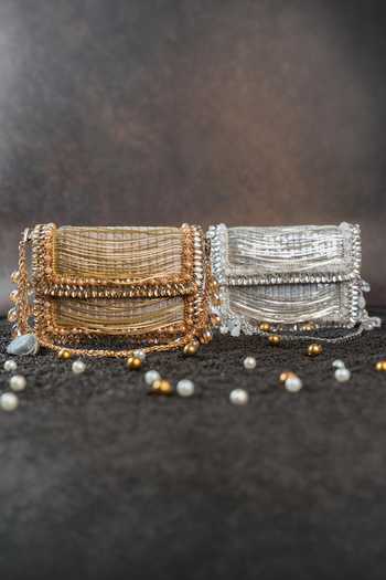 Nayaab By Sonia_Gold Hinted Slate Clutch Bag _Online_at_Aza_Fashions