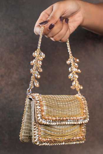 Buy_Nayaab By Sonia_Gold Hinted Slate Clutch Bag _Online_at_Aza_Fashions