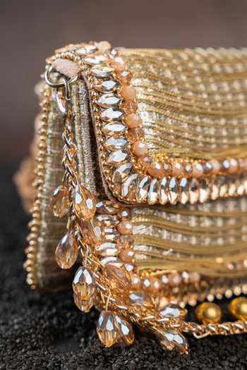 Nayaab By Sonia_Gold Hinted Slate Clutch Bag _at_Aza_Fashions