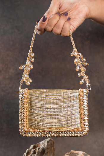 Nayaab By Sonia Embroidered Silk Mini Clutch Bag