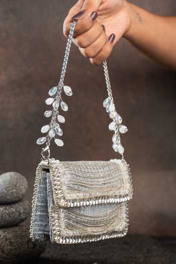 Buy Nayaab By Sonia Silver Beads, Pearls, Crystals Hinted Slate Mini Clutch Bag Online at Aza Fashions Buy_Nayaab By Sonia_Silver Beads, Pearls, Crystals Hinted Slate Mini Clutch Bag _Online_at_Aza_Fashions