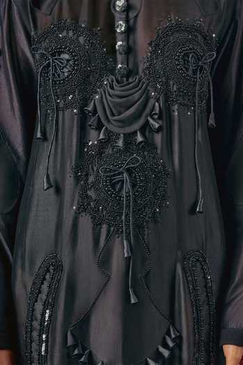 Buy Saim Black Silk, Chanderi, Satin, Jersey Mandarin Embroidered Draped Dhoti Dress Online at Aza Fashions Buy_Saim_Black Silk, Chanderi, Satin, Jersey Mandarin Embroidered Draped Dhoti Dress _Online_at_Aza_Fashions