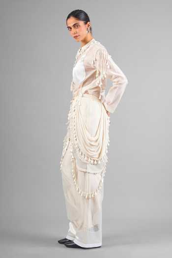 Saim Ivory Chanderi, Satin, Silk, Jersey Round Neck Embroidered Top And Pant Set Online at Aza Fashions Saim_Ivory Chanderi, Satin, Silk, Jersey Round Neck Embroidered Top And Pant Set _Online_at_Aza_Fashions