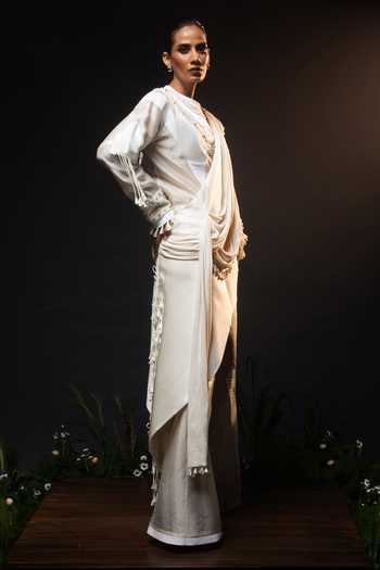 Buy Saim Ivory Silk, Chanderi, Satin, Jersey Round Neck Embroidered Top And Trouser Set Online at Aza Fashions Buy_Saim_Ivory Silk, Chanderi, Satin, Jersey Round Neck Embroidered Top And Trouser Set _Online_at_Aza_Fashions