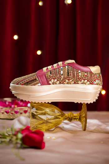 Buy House of Vian Red Regalia Embellished Sneakers Online at Aza Fashions Buy_House of Vian_Red Regalia Embellished Sneakers _Online_at_Aza_Fashions