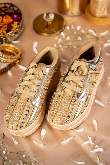House of Vian Gold Metallic Dust Sneakers at Aza Fashions House of Vian_Gold Metallic Dust Sneakers _at_Aza_Fashions