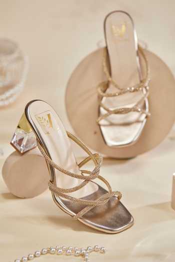 Buy House of Vian Gold Elise Stone Embellished Heels Online at Aza Fashions Buy_House of Vian_Gold Elise Stone Embellished Heels _Online_at_Aza_Fashions
