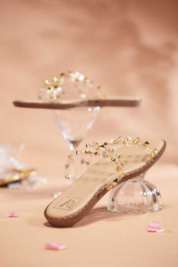 House of Vian_Beige Roxy Faux Leather Flats _Online_at_Aza_Fashions
