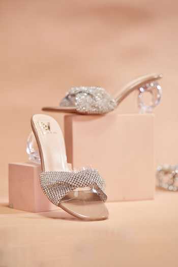 Buy House of Vian Silver Sasha Stone Embellished Heels Online at Aza Fashions Buy_House of Vian_Silver Sasha Stone Embellished Heels _Online_at_Aza_Fashions