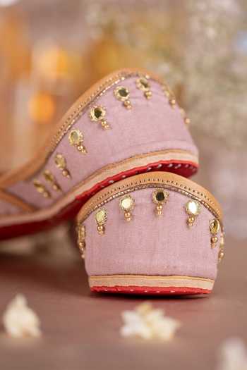 Shop House of Vian Pink Inara Mirror Work Juttis Online at Aza Fashions Shop_House of Vian_Pink Inara Mirror Work Juttis _Online_at_Aza_Fashions